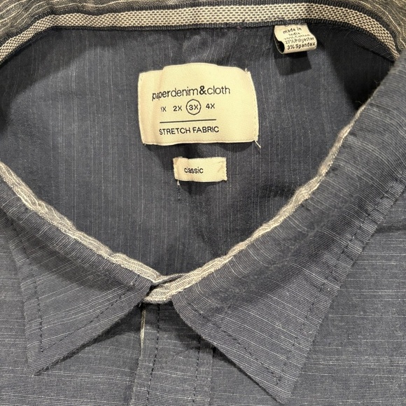 PD&C Men’s Blue Chambray Short Sleeve Button-Up, Single Pocket Front; Size 3X - Picture 9 of 11